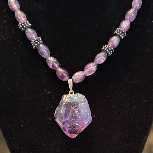 Genuine Amethyst and Sterling Silver Necklace - Picture 2 of 3